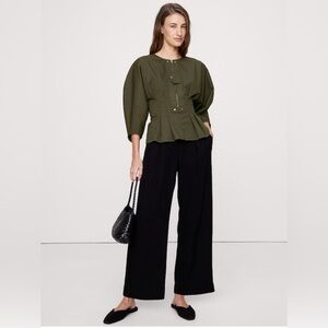 NWT Banana Republic Stretch Cotton Utility Peplum Olive Green Sz XS (#826137)